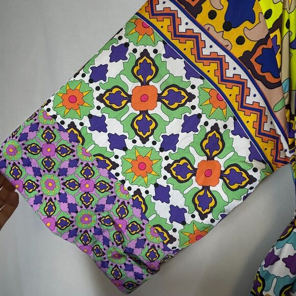 Zara Satin Effect Colorful Boho Floral Belted LS Kimono Duster Robe Size S - Picture 11 of 16